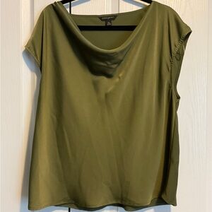 Banana Republic Olive Green Blouse with Elegant Draped Neckline